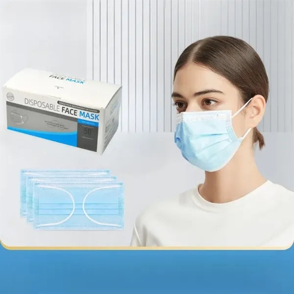 50-Pack 3-Ply Disposable Face Masks with Ear-Loops