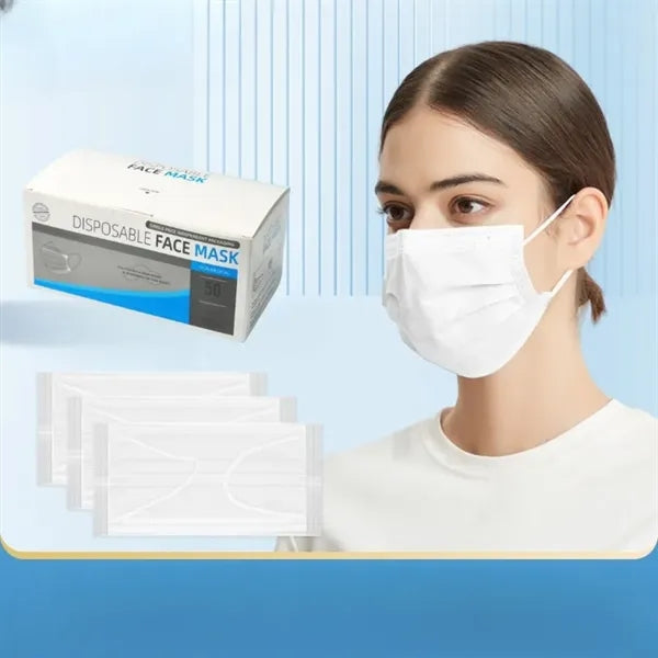 50-Pack 3-Ply Disposable Face Masks with Ear-Loops