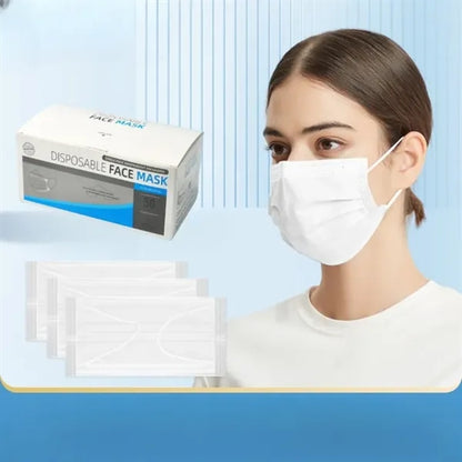 50-Pack 3-Ply Disposable Face Masks with Ear-Loops