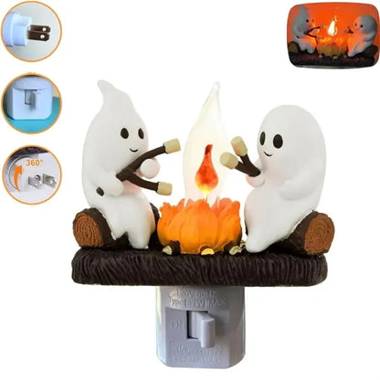 Ghost Campfire Flickering Night Light - LED Plug-in Lamp