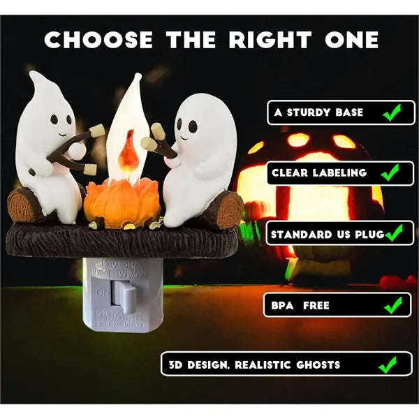 Ghost Campfire Flickering Night Light - LED Plug-in Lamp