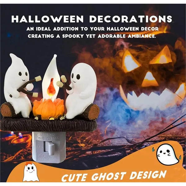 Ghost Campfire Flickering Night Light - LED Plug-in Lamp