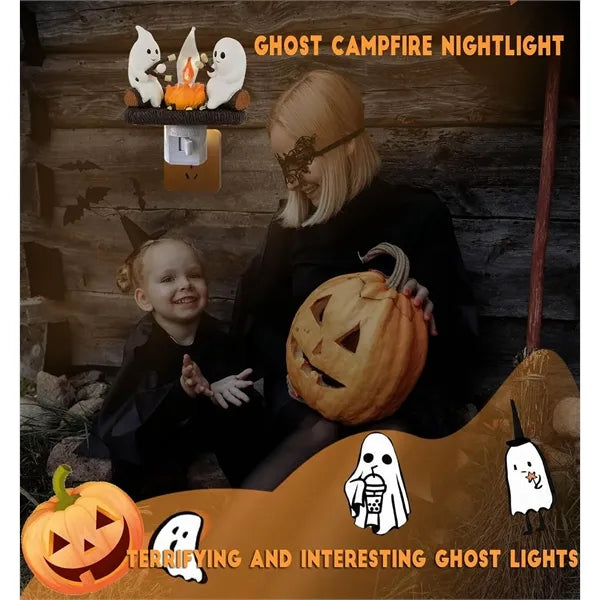 Ghost Campfire Flickering Night Light - LED Plug-in Lamp
