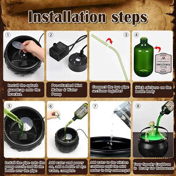 Halloween Floating Cauldron with Fog & LED Light