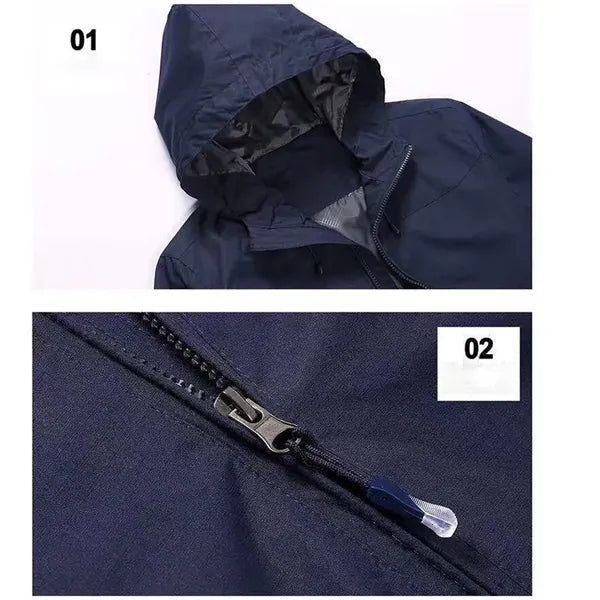 Hiking travel lightweight waterproof raincoat hooded jacket