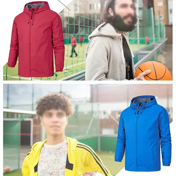 Hiking travel lightweight waterproof raincoat hooded jacket