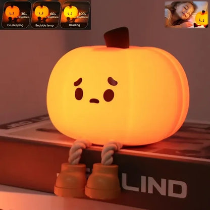 Cute Silicone Pumpkin Night Light - Dimmable & Rechargeable