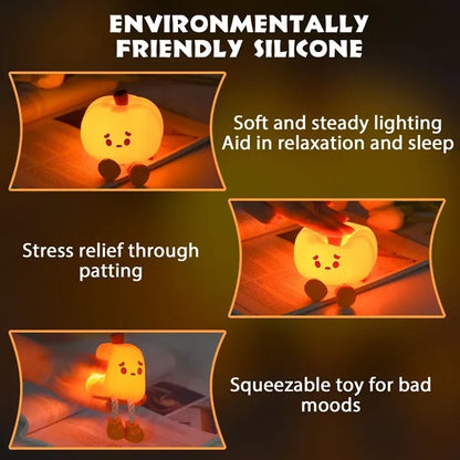 Cute Silicone Pumpkin Night Light - Dimmable & Rechargeable