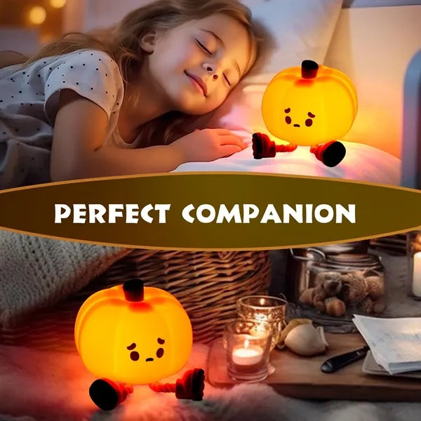 Cute Silicone Pumpkin Night Light - Dimmable & Rechargeable