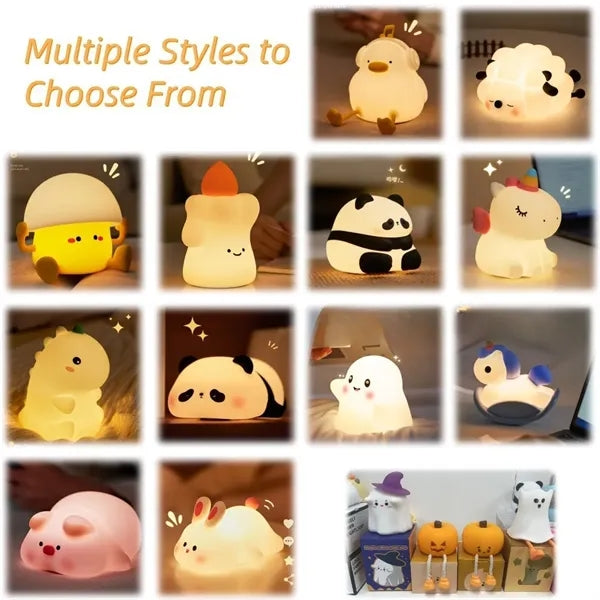 Cute Silicone Pumpkin Night Light - Dimmable & Rechargeable