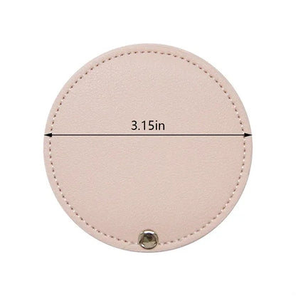Mini portable PU leather travel pocket makeup compact mirror