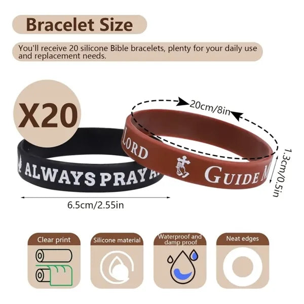 20PCS Bible Verse Silicone Bracelets