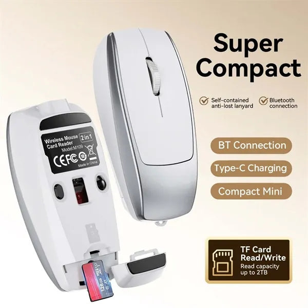 Gaming mini bluetooth wireless mouse with tf card reader