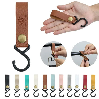 Outdoor Camping Portable S-Shaped Leather Storage Hook