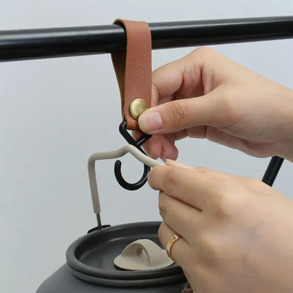 Outdoor Camping Portable S-Shaped Leather Storage Hook