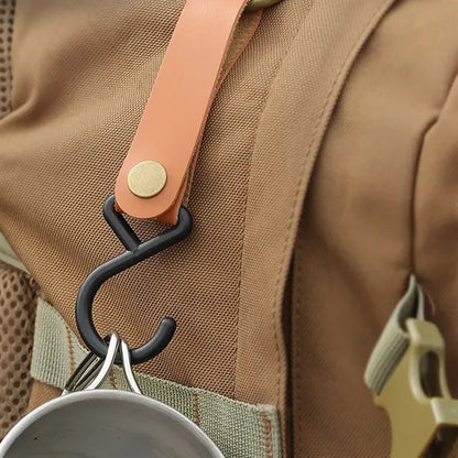 Outdoor Camping Portable S-Shaped Leather Storage Hook