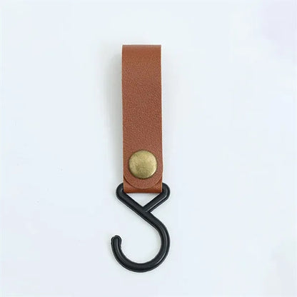 Outdoor Camping Portable S-Shaped Leather Storage Hook