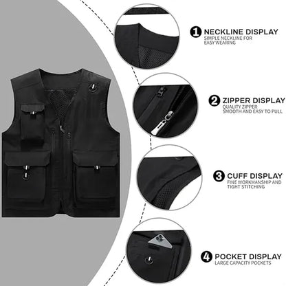 Custom outdoor teamwork fishing mens vest with multi pockets
