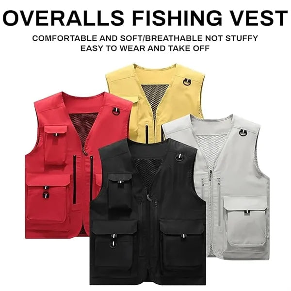 Custom outdoor teamwork fishing mens vest with multi pockets