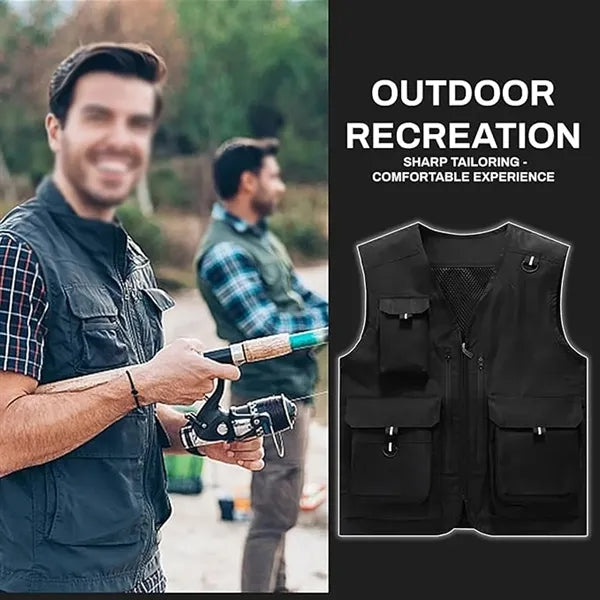 Custom outdoor teamwork fishing mens vest with multi pockets