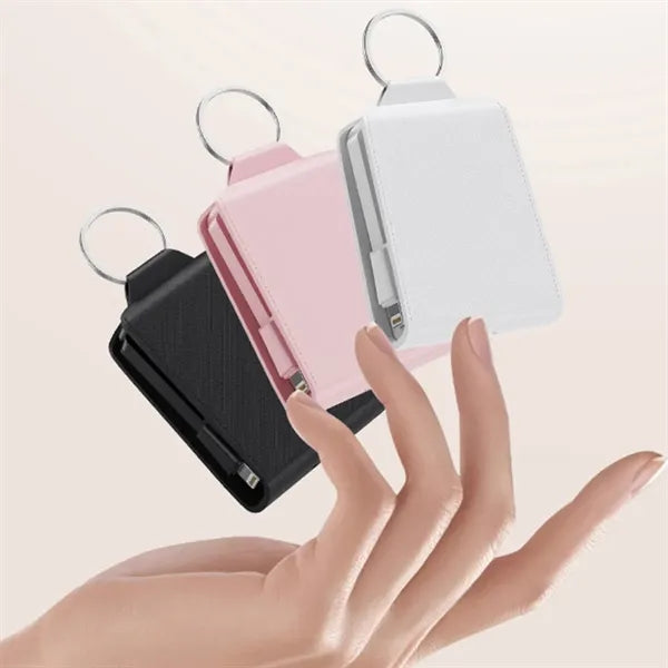 Mini Keychain Portable Power Bank With Built-In Wire