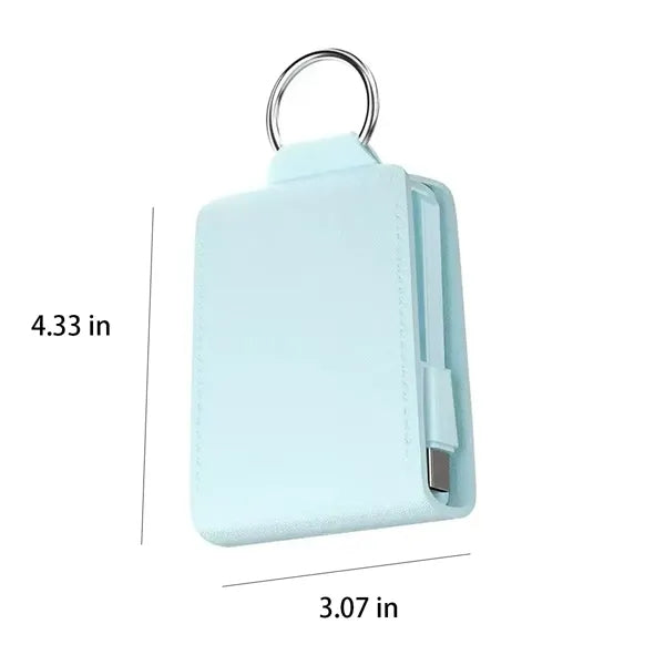 Mini Keychain Portable Power Bank With Built-In Wire