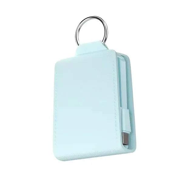 Mini Keychain Portable Power Bank With Built-In Wire