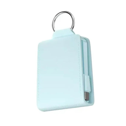 Mini Keychain Portable Power Bank With Built-In Wire