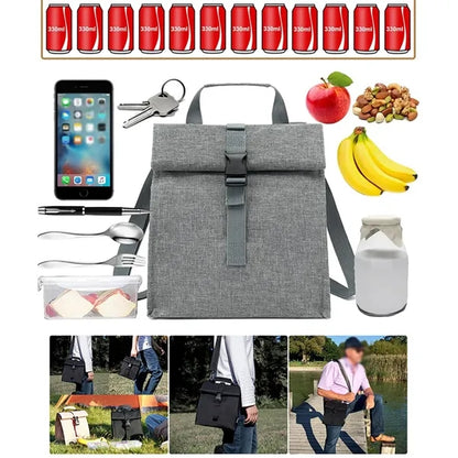 Work office picnic cooler tote rolltop insulated lunch bag