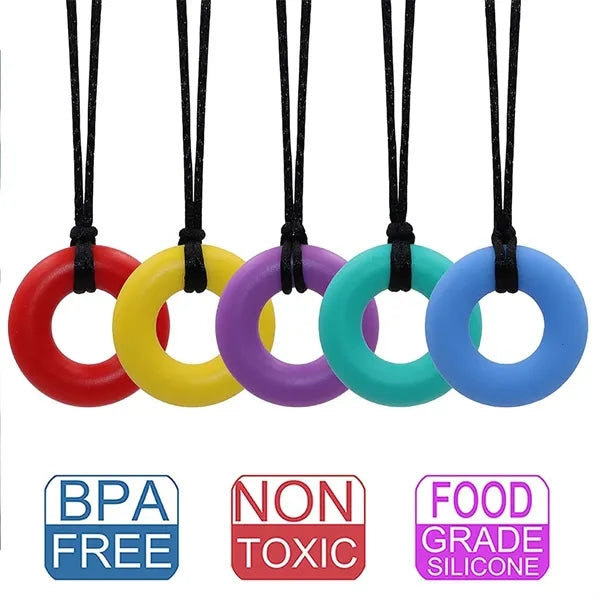 Kids toys safe stress relieve sensory chewing necklace