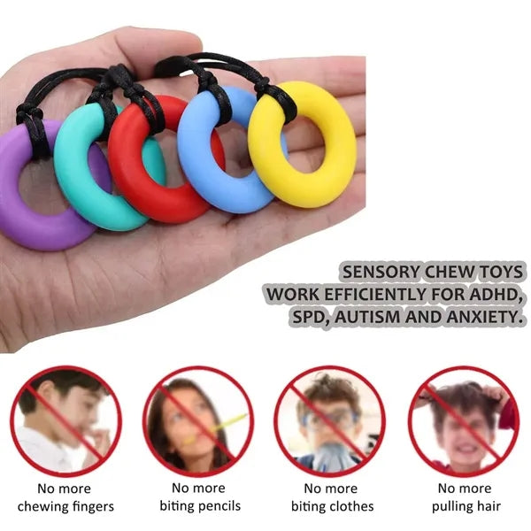 Kids toys safe stress relieve sensory chewing necklace