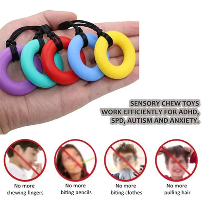 Kids toys safe stress relieve sensory chewing necklace