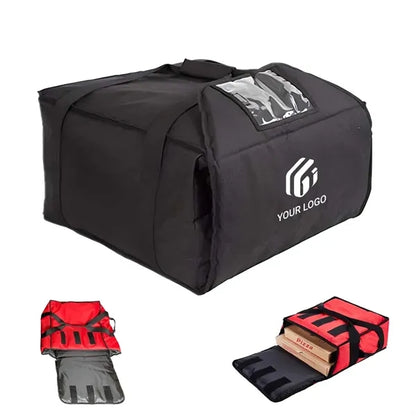 Portable thick insulated pizza delivery bag carrier cooler