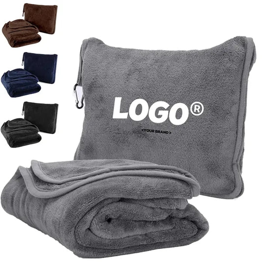Fleece Travel Blanket Pillow Portable Two In One Car Plane