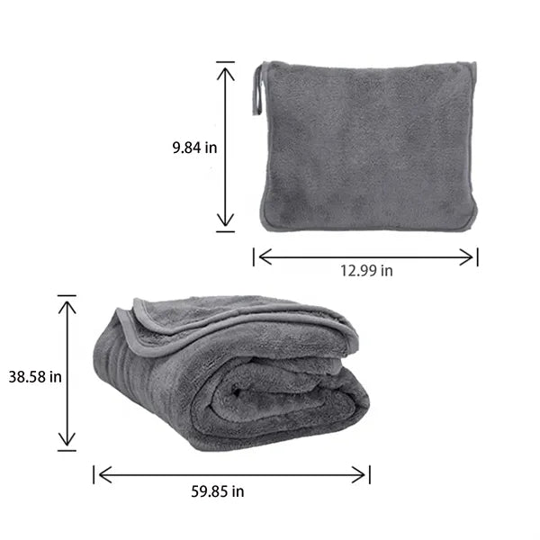 Fleece Travel Blanket Pillow Portable Two In One Car Plane