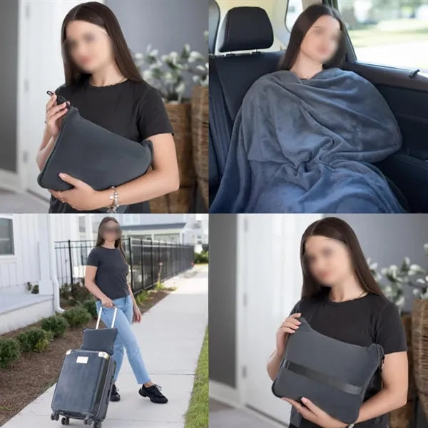 Fleece Travel Blanket Pillow Portable Two In One Car Plane