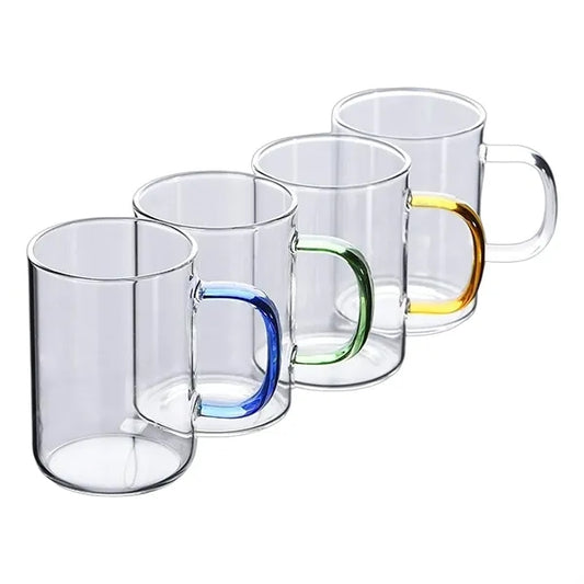 Colored Handle Glass Mug