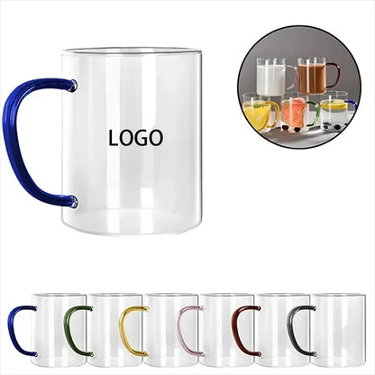 Colored Handle Glass Mug