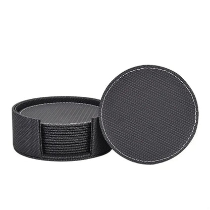 Round Thickened Heat-Insulating Leather Coaster With Base