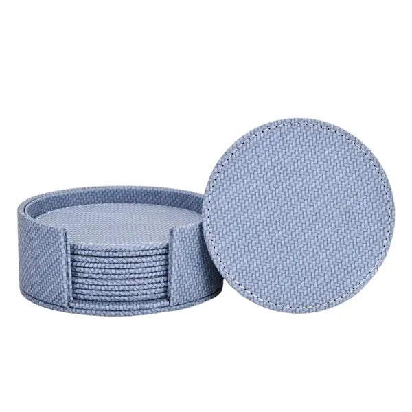 Round Thickened Heat-Insulating Leather Coaster With Base