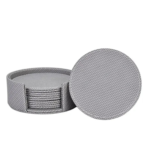 Round Thickened Heat-Insulating Leather Coaster With Base