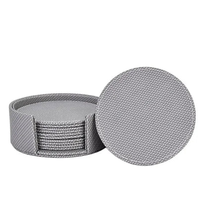 Round Thickened Heat-Insulating Leather Coaster With Base
