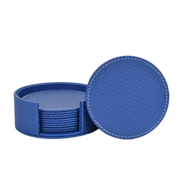 Round Thickened Heat-Insulating Leather Coaster With Base