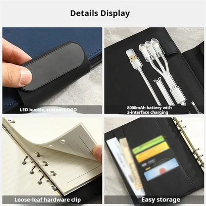 Business work travel gift notebook set with wireless charger