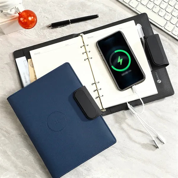 Business work travel gift notebook set with wireless charger