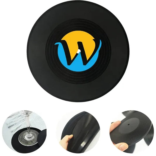 CD Black Film Soft Rubber Coaster Heat Insulation Non-Slip