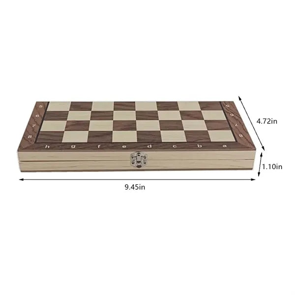 Adult Kids Beginner 3 in 1 Wooden Folding Checkers Chess Set