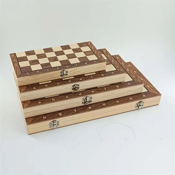 Adult Kids Beginner 3 in 1 Wooden Folding Checkers Chess Set