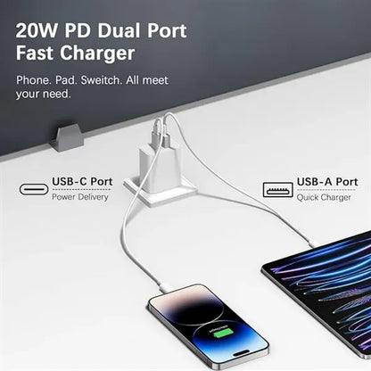 Dual Port Fast Charging Charger Block 45w