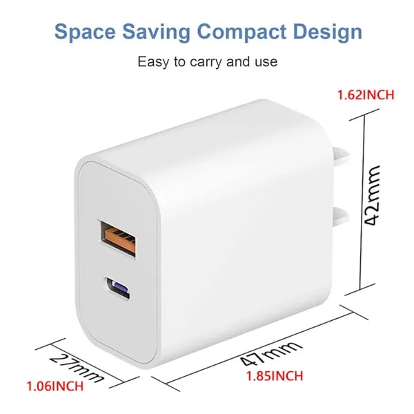 Dual Port Fast Charging Charger Block 45w